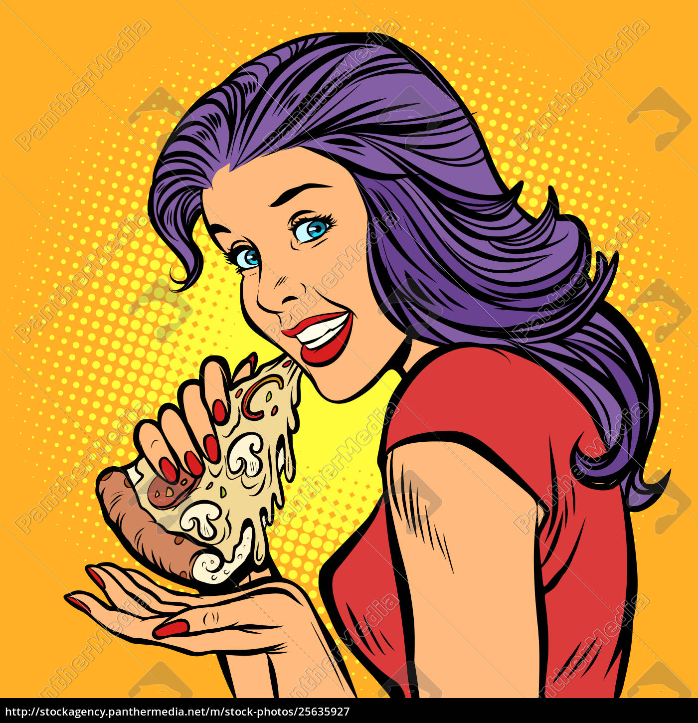 Pizza Hungry Woman Eating Fast Food Royalty Free Image Panthermedia Stock Agency