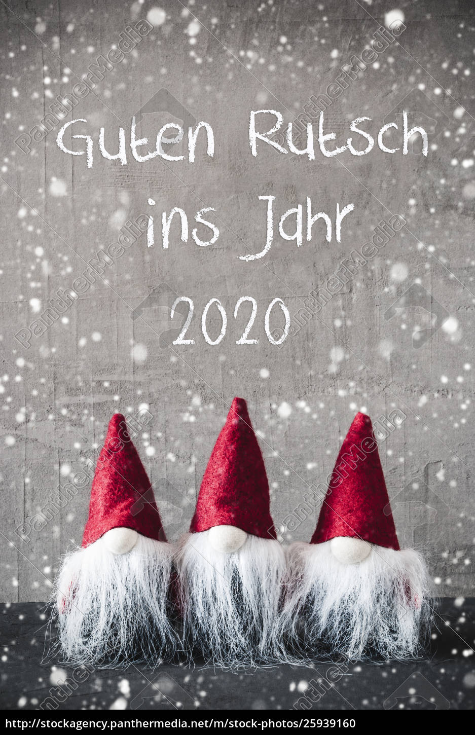 Royalty Free Photo 25939160 Red Gnomes Snowflakes Guten Rutsch Means Happy New Year 2020
