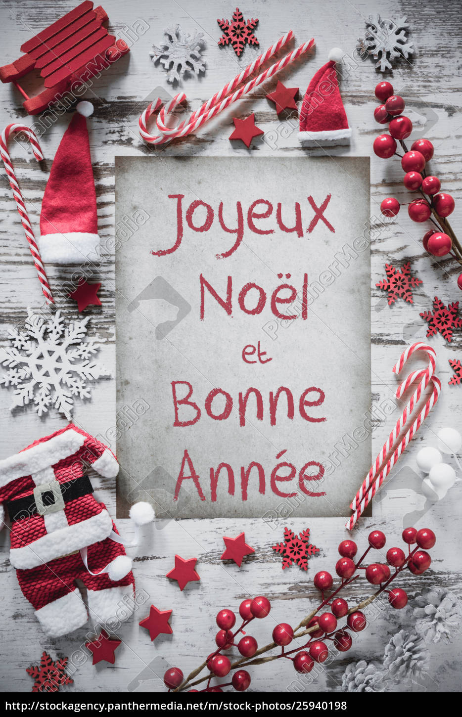 Christmas Flat Lay Vertical Paper Bonne Annee Means Stock Image Panthermedia Stock Agency