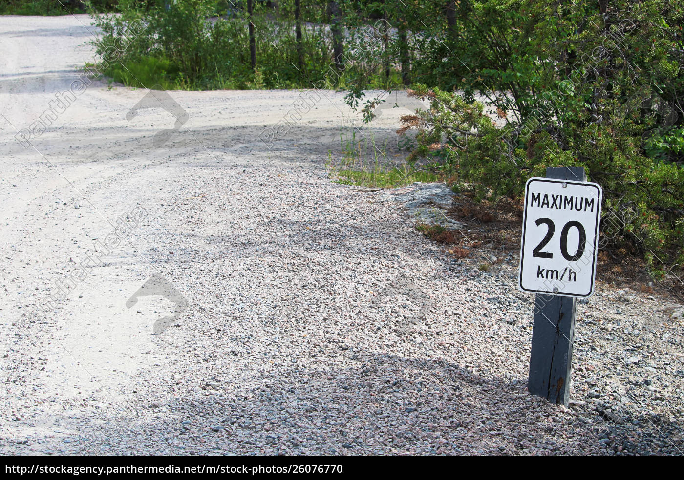 A Maximum Km Per Hour Sign Along A Gravel Road Stock Image Panthermedia Stock Agency