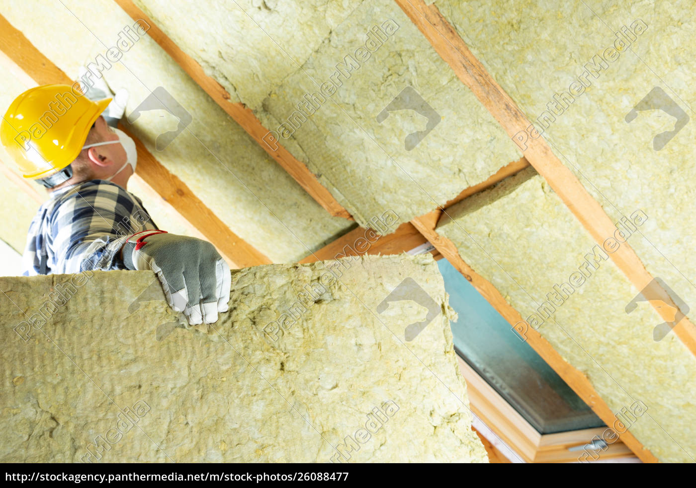 Royalty Free Image 26088477 Man Installing Thermal Roof Insulation Layer Using Mineral