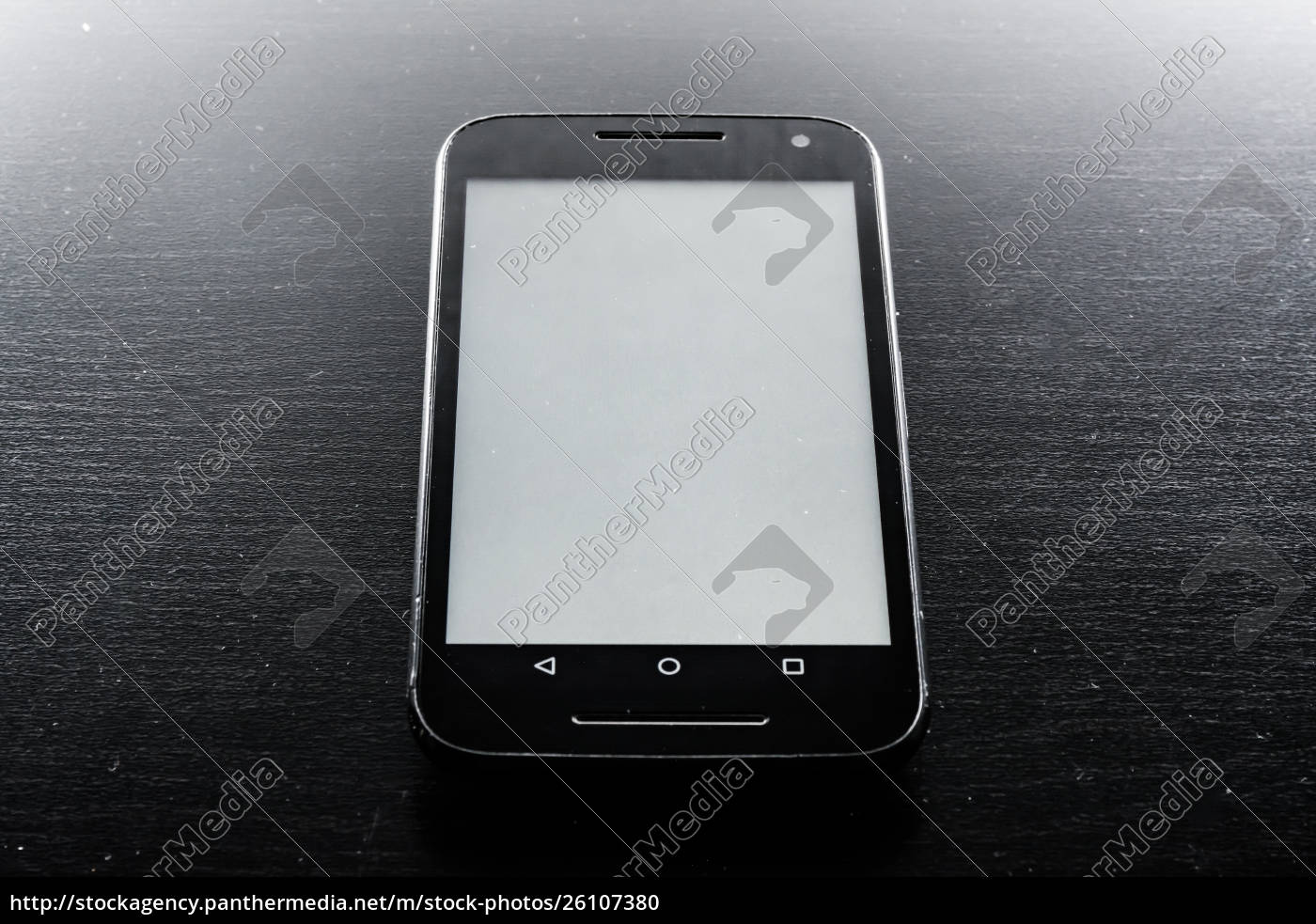 Blank White Screen Frame Cell Phone Android Black Wood Royalty Free Photo Panthermedia Stock Agency