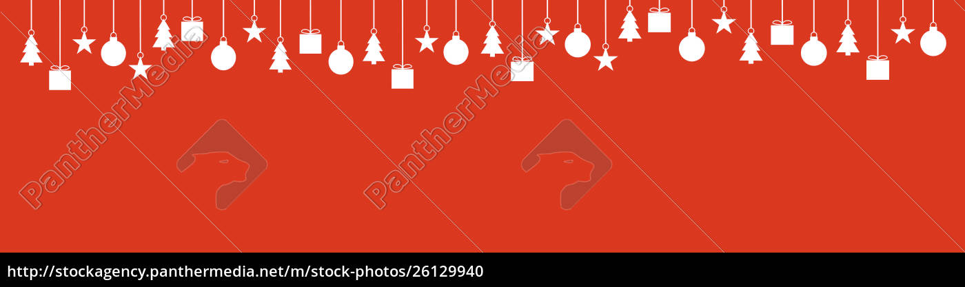 Royalty Free Photo 26129940 Hanging White Christmas Decoration On Red Background Banner