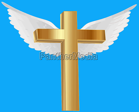 golden christian cross peace heaven angel wings pray - Stock image  #26158466 | PantherMedia Stock Agency