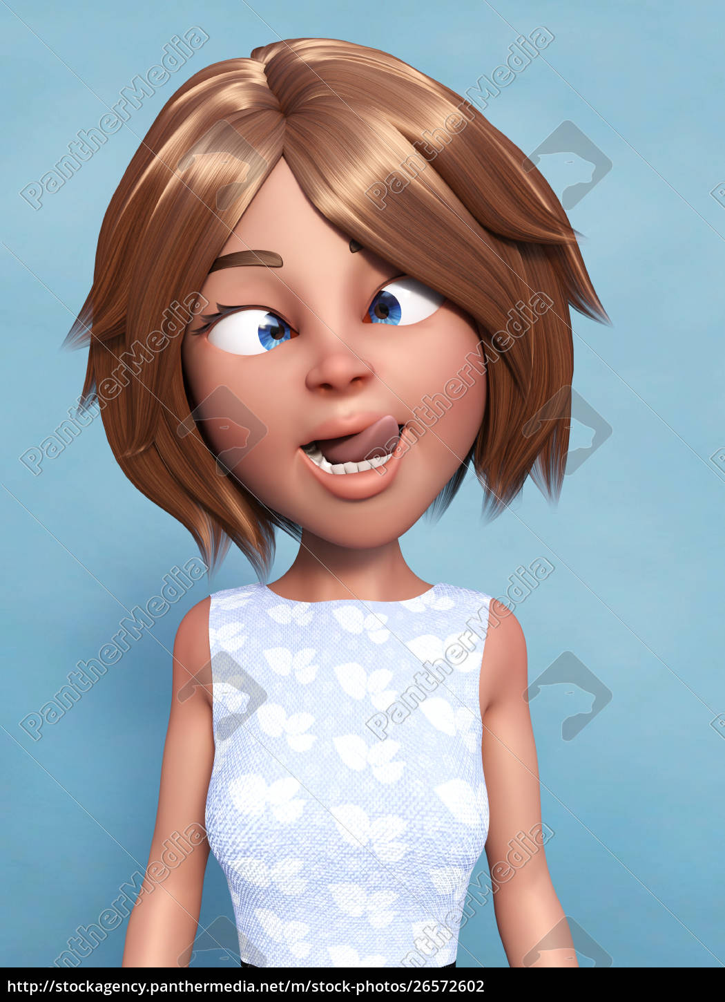 3d Rendering Of A Cartoon Woman Doing A Silly Face Royalty Free Image 26572602 Panthermedia Stock Agency