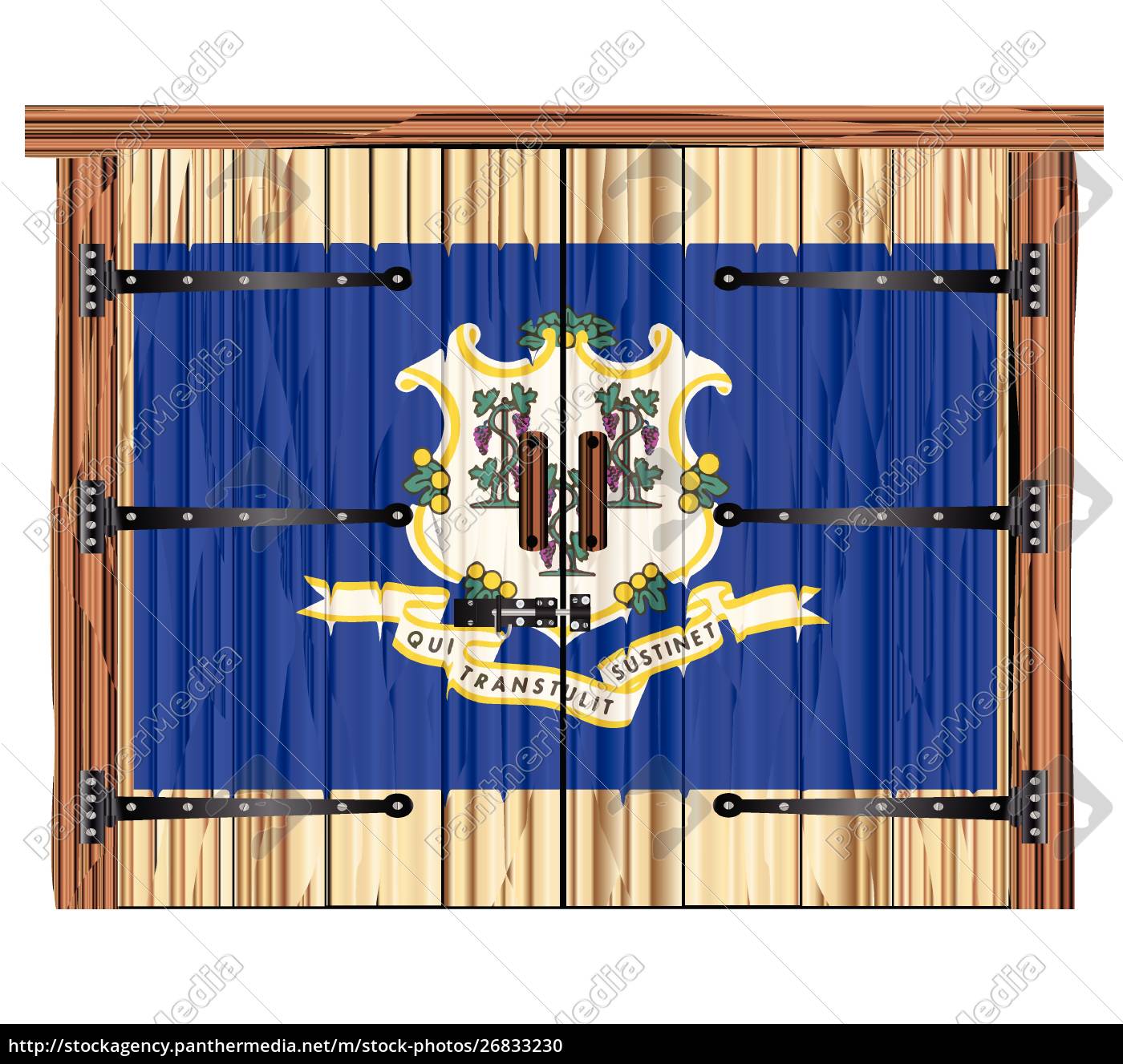 Closed Barn Door With Connecticut State Flag Royalty Free Image