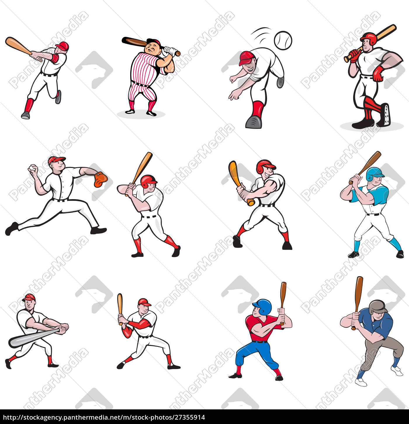 Cartoon Illustration Of A Baseball Player Pitcher Pitching Ball