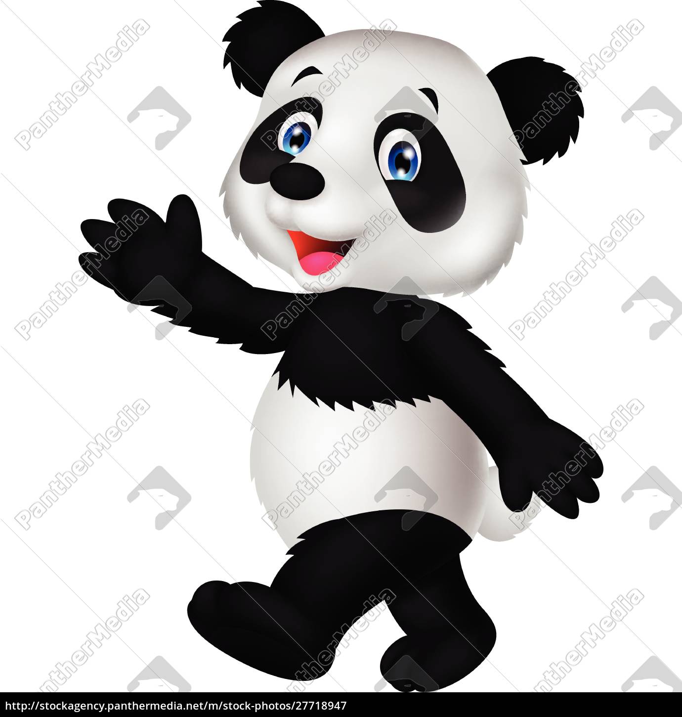 Cute Panda Cartoon Waving Hand Royalty Free Image Panthermedia Stock Agency