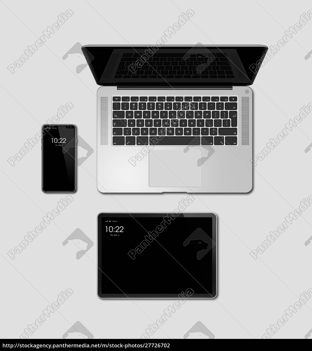 Download Laptop Tablet And Phone Set Mockup Isolated On Grey Royalty Free Image 27726702 Panthermedia Stock Agency