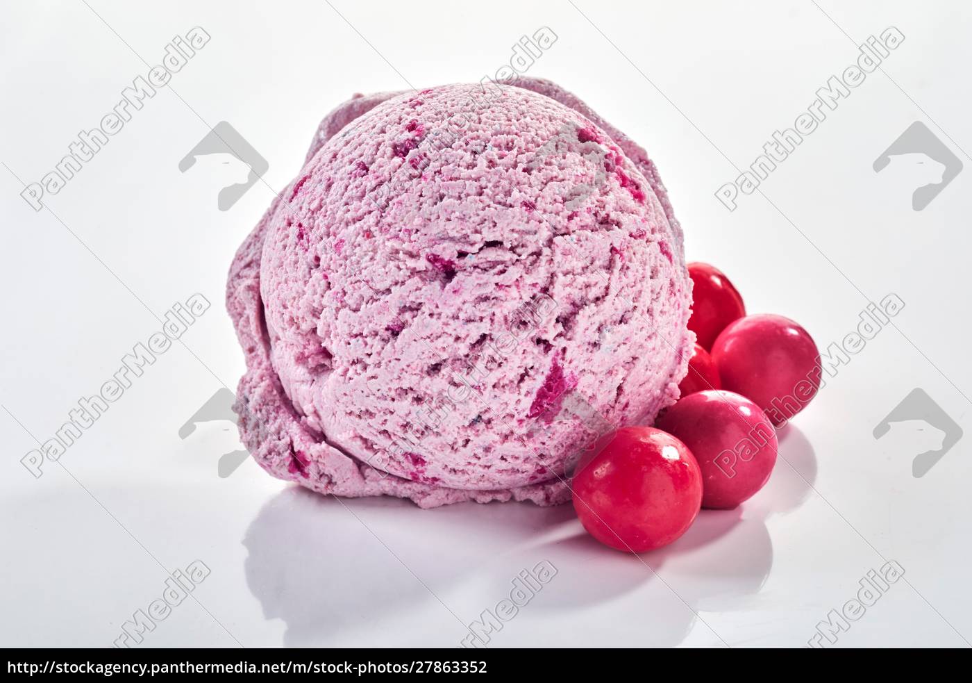 Scoop Of White Pink Ice Cream Stock Photo, Royalty-Free