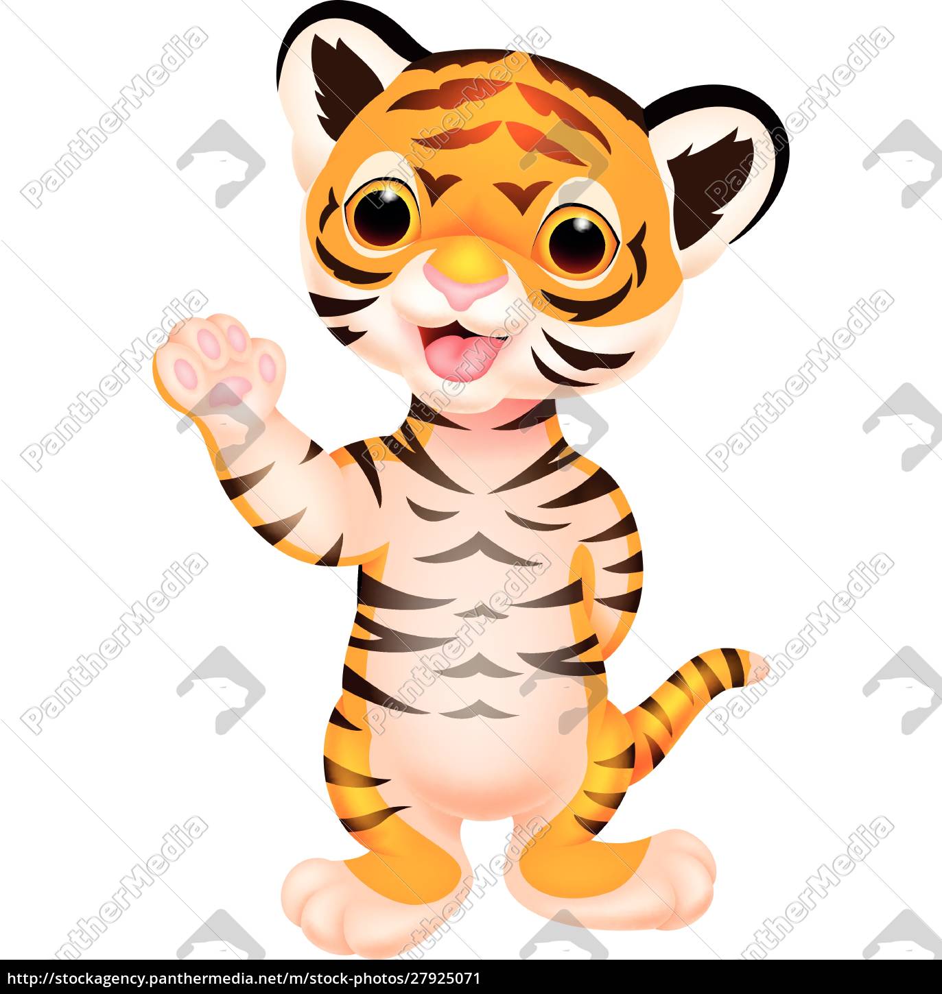 Cute Baby Tiger Cartoon Waving Royalty Free Image 27925071 Panthermedia Stock Agency