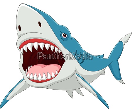 Cartoon shark with opened mouth - Royalty free image #28138731 |  PantherMedia Stock Agency