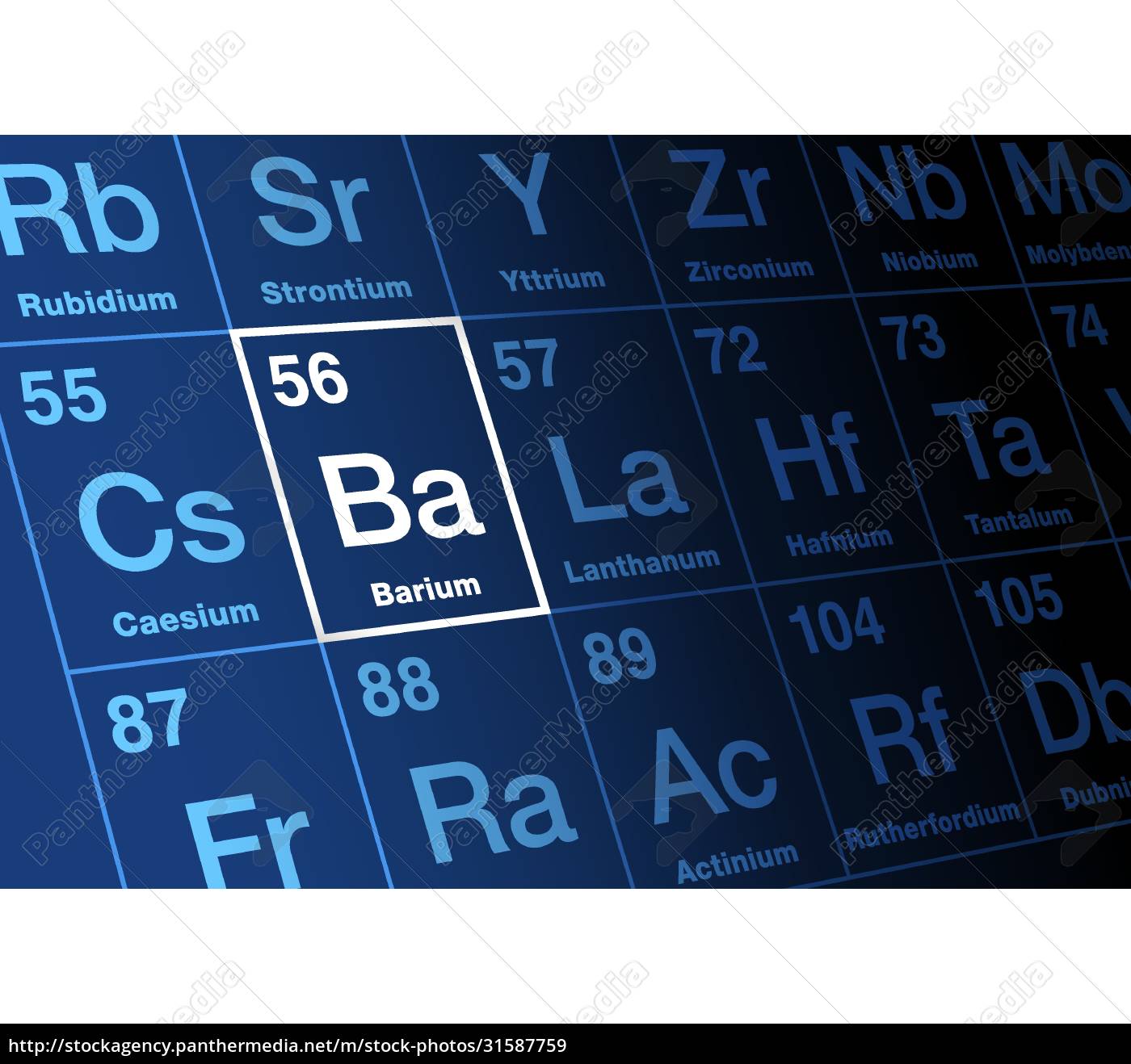 Barium on periodic table of the elements with element - Royalty free ...